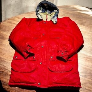 Vintage Náutica Red Down Parka Jacket L Plácido Lining Hooded 90s Winter Coat